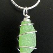Genuine Beach Combed Lime Green Sea Glass Necklace - Sterling Silver by West Coast Sea Glass $26.00