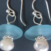 Aqua Blue Genuine Sea Glass Earrings - Sterling Silver, Seaglass Jewelry by West Coast Sea Glass $32.00