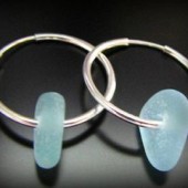 Sea Glass Jewelry, Aqua Blue - Genuine Sea Glass Seaglass Earrings - Sterling Silver Hoops, Jewellery by West Coast Sea ...