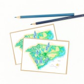 Carolinas Map Art Notecards - Set of Eight (8)