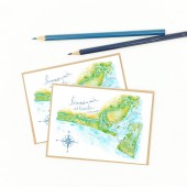 Oak Island Map Art Notecards - Set of Eight (8)