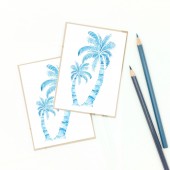 Pair of Palm Trees in Blue, Notecards, Set of Eight (8)
