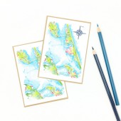Kill Devil Hills, Outer Banks, NC, Map Artwork Boxed Gift Set of Notecards - Eight (8)